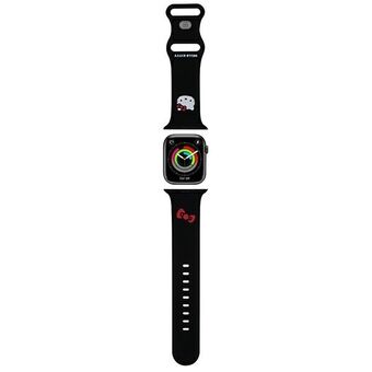 Hej Kitty Pasek HKAWLSCHBLK Apple Watch 42/44/45/49mm svart rem Silikon Kitty Huvud.