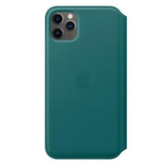 Fodral Apple MY1Q2ZM / A iPhone 11 Pro Max påfågelfjäder / blå läderbok