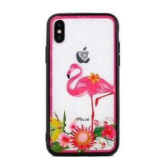 Hearts iPhone X / Xs skal design 3 klar (rosa flamingo)