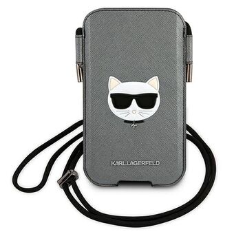 Karl Lagerfeld handväska KLHCP12LOPHCHG 6,7 "grå / grå hårdfodral Saffiano Ikonik Choupette Head
