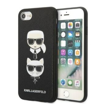 Karl Lagerfeld KLHCI8SAKICKCBK iPhone 7/8 / SE 2020 / SE 2022 svart/svart hårdfodral Saffiano Karl&Choupette Head