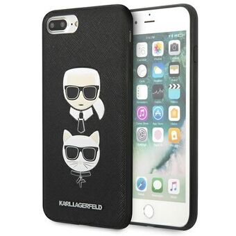 Karl Lagerfeld KLHCI8LSAKICKCBK iPhone 7 Plus / 8 Plus svart/svart hårdfodral Saffiano Karl&Choupette Head