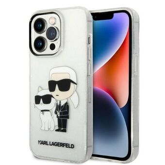 Karl Lagerfeld KLHCP14LHNKCTGT iPhone 14 Pro 6.1" genomskinligt hårt fodral Glitter Karl&Choupette