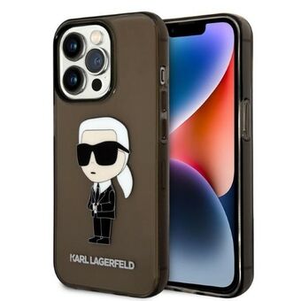 Karl Lagerfeld KLHCP14LHNIKTCK iPhone 14 Pro 6.1" svart/svart hårt fodral Ikonik Karl Lagerfeld