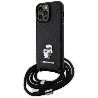 Karl Lagerfeld KLHCP13XSAKCPSK iPhone 13 Pro Max 6,7" hårdfodral svart/svart Crossbody Saffiano Metal Pin Karl & Choupette