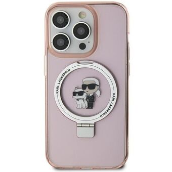 Karl Lagerfeld KLHMP15SHMRSKCP iPhone 15 6.1" rosa/hård skalkropp Ring Ställ Karl och Choupettte MagSafe