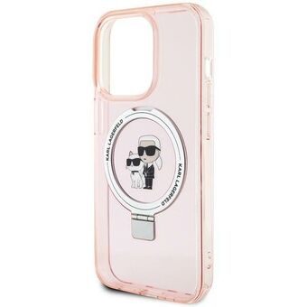 Karl Lagerfeld KLHMP15LHMRSKCP iPhone 15 Pro 6.1" rosa/hård skal Ringhållare Karl&Choupettte MagSafe.