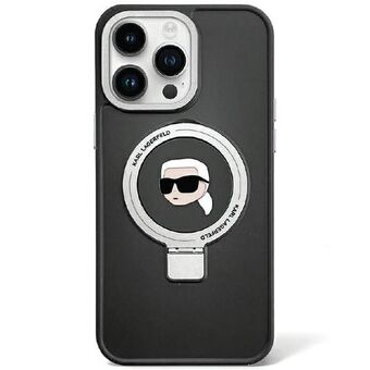 Karl Lagerfeld KLHMP15LHMRSKHK iPhone 15 Pro 6.1" czarny/svart hårtui med Ring Stand Karl Head MagSafe