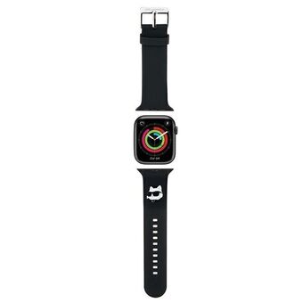 Karl Lagerfeld Pasek KLAWMSLCNK Apple Watch 38/40/41mm czarny/svart rem 3D Gummihuvuden för Choupette