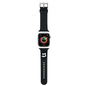 Karl Lagerfeld Pasek KLAWLSLCNK Apple Watch 42/44/45/49mm svart/svart rem i 3D-gummi med Choupette huvud.