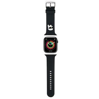 Karl Lagerfeld Pasek KLAWMSLKNK Apple Watch 38/40/41mm svart svart rem 3D gummi Karl huvud