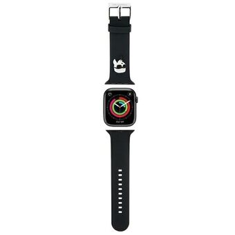 Karl Lagerfeld Pasek KLAWLSLKNK Apple Watch 42/44/45/49mm czarny/svart rem 3D Gummi Karl Huvud