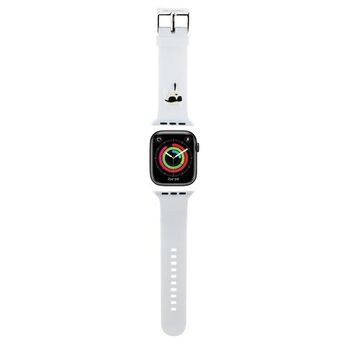 Karl Lagerfeld Pasek KLAWLSLKNH Apple Watch 42/44/45/49mm vit/vit rem 3D-gummi Karl Huvud