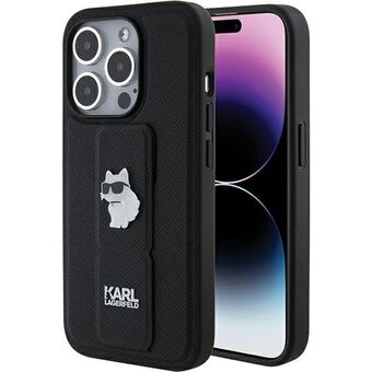 Karl Lagerfeld KLHCP15XGSACHPK iPhone 15 Pro Max 6.7" svart/svart hardcase Gripstand Saffiano Choupette Pins.