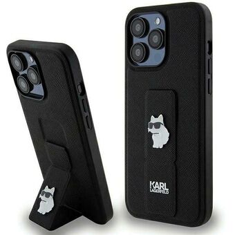 Karl Lagerfeld KLHCP13LGSACHPK iPhone 13 Pro / 13 6.1" svart/svart hårdskal Gripstand Saffiano Choupette Pins