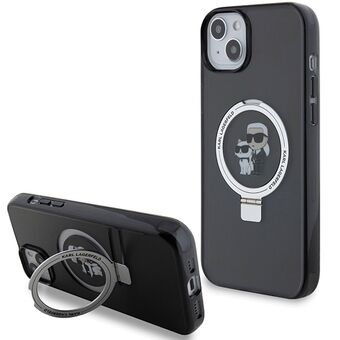 Karl Lagerfeld KLHMP14SHMRSKCK iPhone 14 / 15 / 13 6.1" czarny/black hårt skal med Ring Stand Karl&Choupettte MagSafe