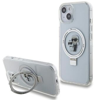 Karl Lagerfeld KLHMP14SHMRSKCH iPhone 14 / 15 / 13 6.1" vit/vit hårt skal Ringställ Karl&Choupettte MagSafe