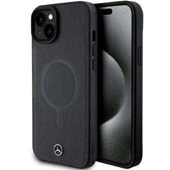 Mercedes MEHMP15S23RCMK iPhone 15 6.1" svart hård plastskal slät läder MagSafe