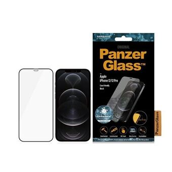 PanzerGlass E2E Super+ iPhone 12/12 Pro Case Friendly AntiBacterial MicroFracture svart/svart