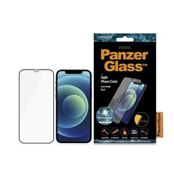 PanzerGlass E2E Super+ iPhone 12 Mini-fodral vänlig mot skalvänligt antimikrobiell mikrofraktur svart.