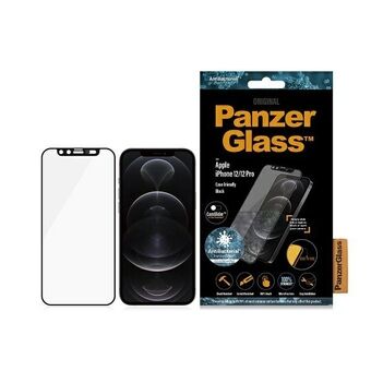 PanzerGlass E2E Mikrofraktur iPhone 12/12 Pro CamSlider Case Friendly Antibakteriell svart/svart