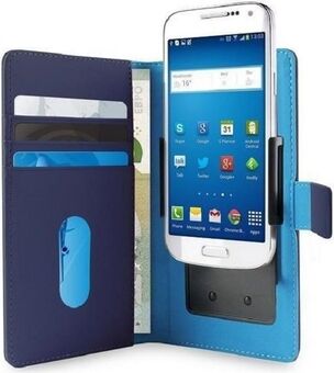 PURO Smart Wallet XL Universal blå/blå 5,1" med fotohållare och fickor för kort och pengar UNIWALLET3BLUEXL