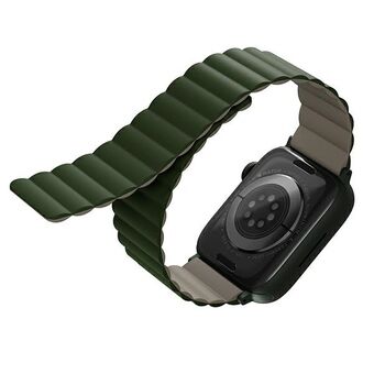UNIQ rem Revix Apple Watch Series 4/5/6/7 / SE 44 / 45mm. Vändbar Magnetisk grön-mörkgrå/grön taupe