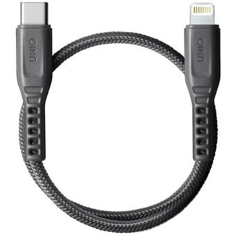 UNIQ Flex kabel USB-C-Lightning 18W nylon 30cm grå/koksgrå