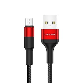 USAMS U5 flätad kabel 2A micro USB röd/röd 1,2m SJ224USB02 (US-SJ224)