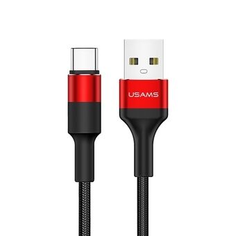 USAMS U5 2A USB-C flätad kabel röd/röd 1,2m SJ221TC02 (US-SJ221)