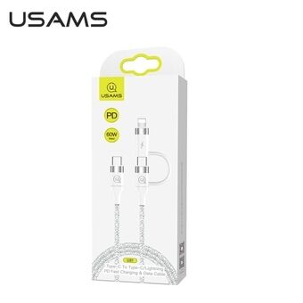 USAMS U31 USB-C till USB-C / blixtlåskabel 60W PD Snabbladdning vit / vit SJ403USB02 (US-SJ403)