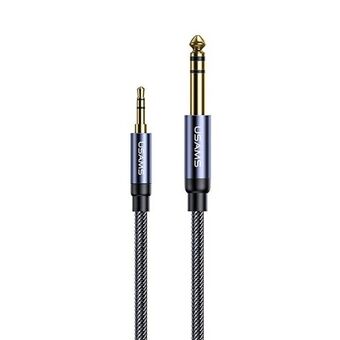 USAMS Audio jack-adapter 3,5 mm - 6,35 mm 1,2 m svart / svart SJ539YP01 (US-SJ539)