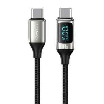 USAMS U78 USB-C till USB-C LED 1,2m 100W snabbladdningskabel Vit/Vit SJ546USB02 (US-SJ546)