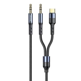 USAMS flätad kabel 2-i-1 1,2 m snabbladdning (USB-C / jack 3,5 mm till jack 3,5 mm) SJ555YP01 (US-SJ555)