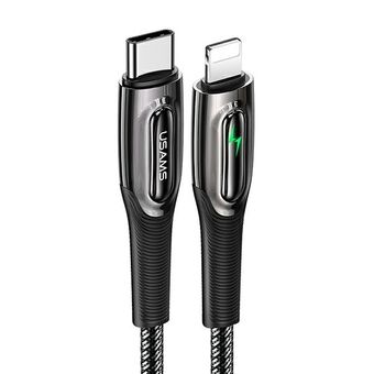 USAMS USB-C till Lightning Smart Power-off 20W PD-kabel 1,2m Svart/svart SJ518USB01 (US-SJ518)
