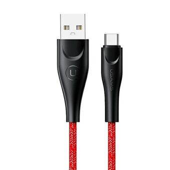 USAMS U41 USB-C flätad kabel 3M 2A röd / röd SJ398USB02 (US-SJ398) Snabbladdning