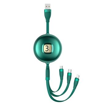 USAMS-kabel U69 3i1 1m grön/grön (blixt/microUSB/USB-C) SJ508USB03 (US-SJ508)