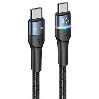 USAMS Kabel flätad U76 USB-C till USB-C 100W PD Snabbladdning 1.2m svart SJ537USB01 (US-SJ537)
