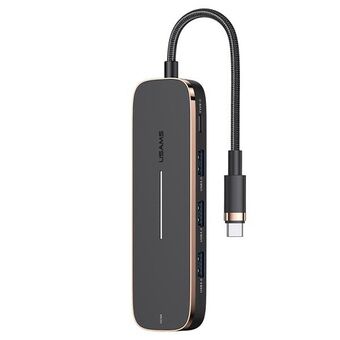 USAMS Adapter HUB 3xUSB + USB-C + HDMI svart / svart SJ578HUB01 (US-SJ578)