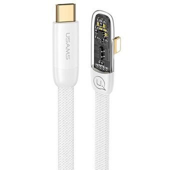 USAMS vinklad kabel USB-C till Lightning PD 20W Snabbladdning Iceflake Series 1,2m vit/vit SJ583USB02 (US-SJ583)