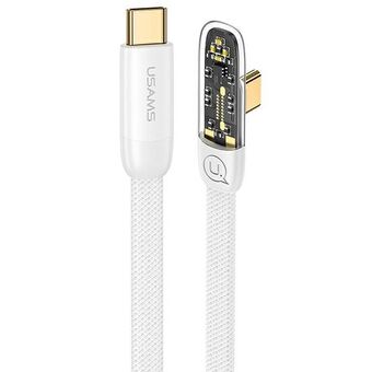 USAMS vinklad kabel USB-C till USB-C PD 100W Snabbladdning Iceflake Series 2m vit/vit SJ587USB02 (US-SJ587)