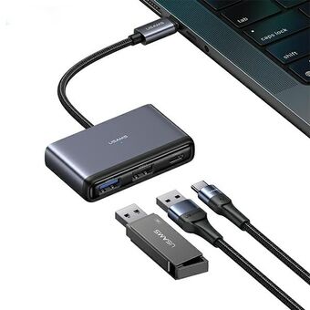 USAMS-adapter HUB 5w1 USB 2.0/USB 3.0/ USB-C/TF/SD grå/mörkgrå SJ628HUB01 (US-SJ628)