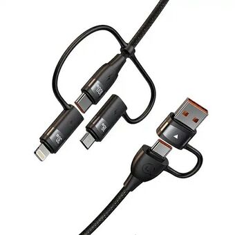 USAMS-kabel U85 2xUSB-C/USB-A 1,2m 100W PD Snabbladdning svart/svart SJ654USB01 (US-SJ654)