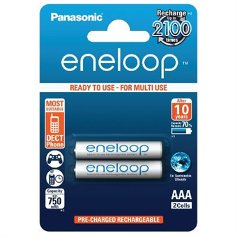Panasonic Eneloop AAA uppladdningsbara batterier 750 mAh - 2 st
