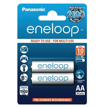 Panasonic Eneloop AA / R06 uppladdningsbara batterier 1900 mAh - 2 st