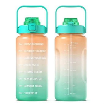 Fitnessvattenflaska med Sugrör - BPA-FRI - 2000 ml - Orange/Grön