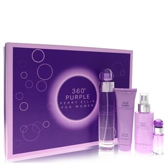 Perry Ellis 360 Purple by Perry Ellis - Gift Set -- 3.4 oz Eau De Parfum Spray + .25 oz Mini EDP Spray + 4 oz Body Mist Spray + 3 oz Shower Gel - för kvinnor