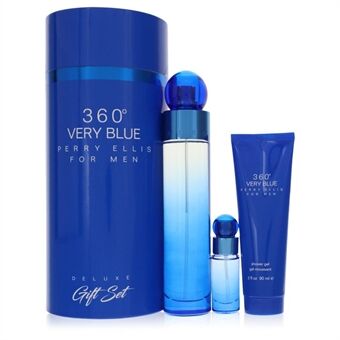Perry Ellis 360 Very Blue by Perry Ellis - Gift Set -- 3.4 oz Eau De Toilette Spray + .25 oz Mini EDT Spray + 3 oz Shower Gel - för män
