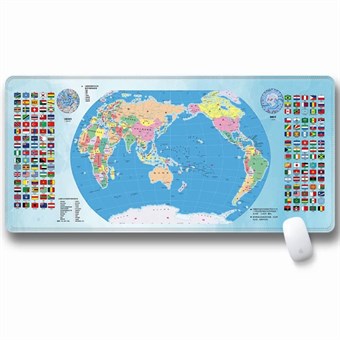 Stor musmatta med världskarta & flagga - 30 x 80 x 3 cm