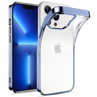 iPhone 13 Pro Max - Genomskinligt skal med blå metallisk kant